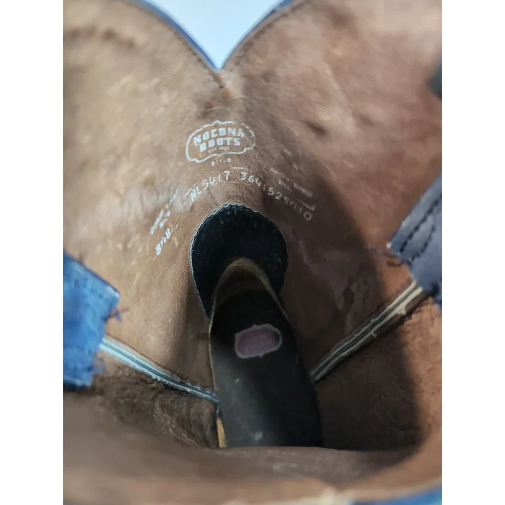 Nocona Women's Hero Nadia Blue Square Toe  Western Cowboy Boots Size 8.5 B - Picture 5 of 13